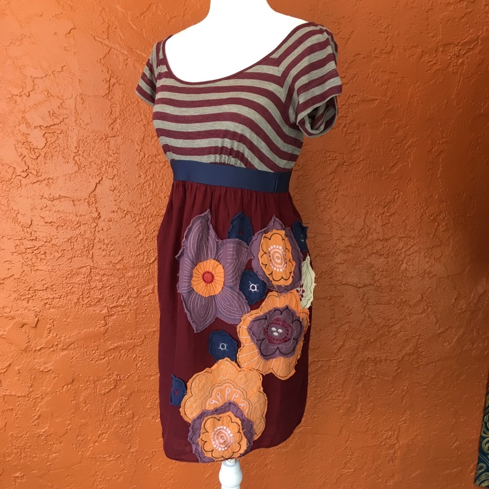 Chelsea & Violet Stripe Flower Appliqué Dress